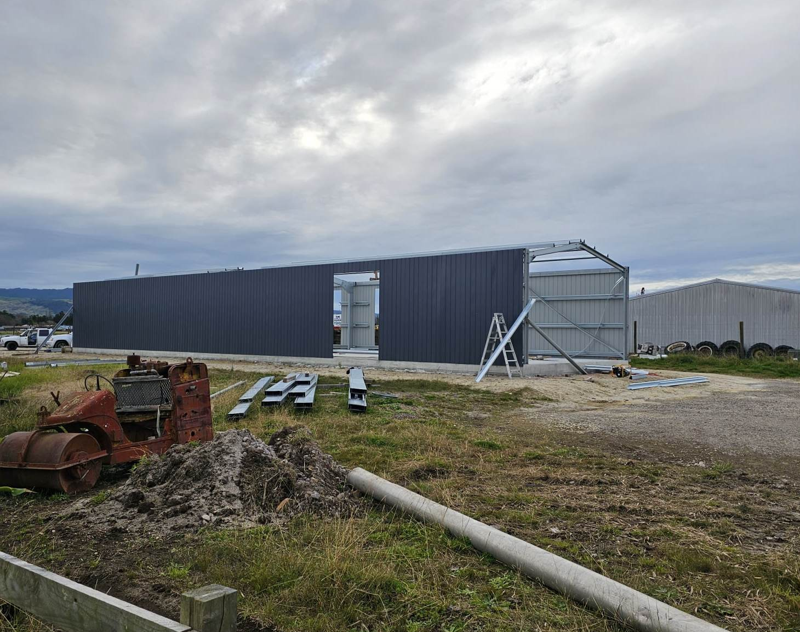 early photo of WW shed being built.