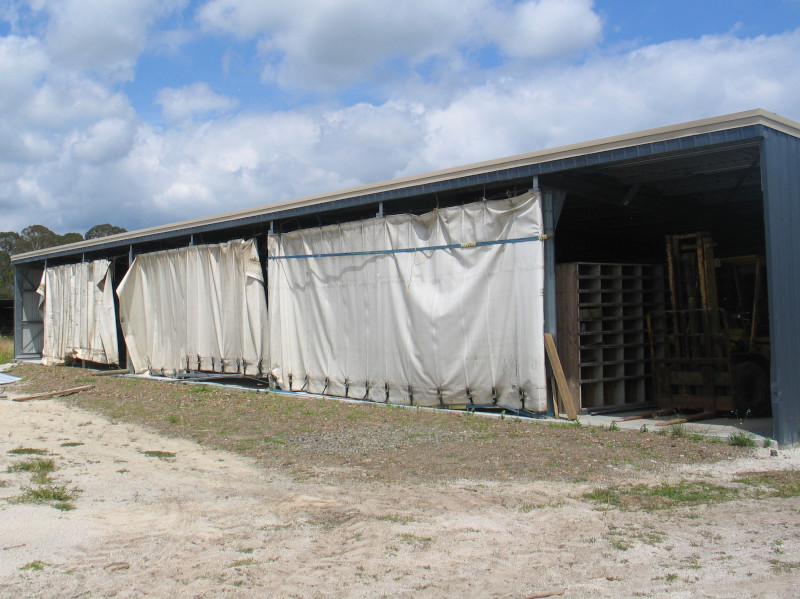 WW shed number 2 with curtains being fitted