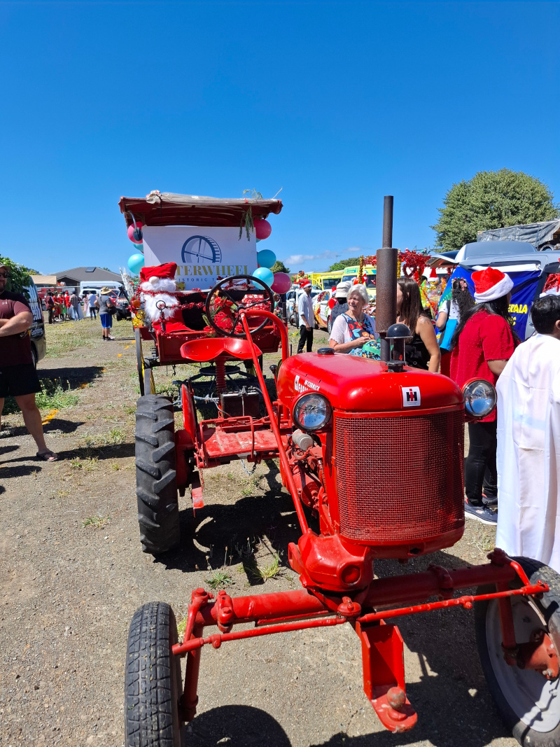 Waterwheel float getting ready for Whakatane Chrismas Parade 2024 1