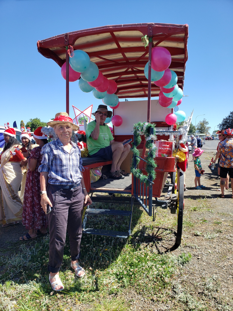 Waterwheel float getting ready for Whakatane Chrismas Parade 2024 3