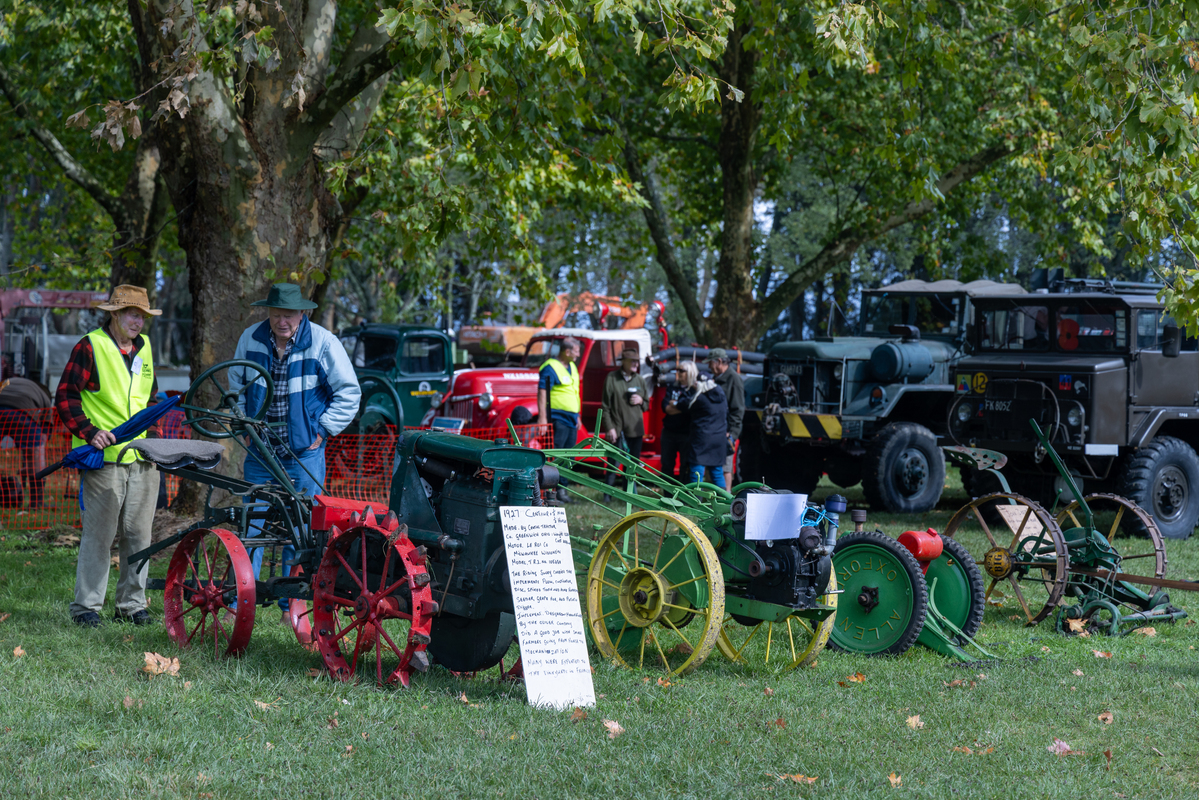Vintage garden tractors and sickle bar mower