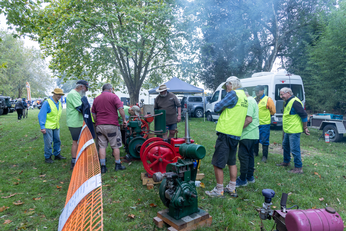Vintage stationary engines and vintage onlookers